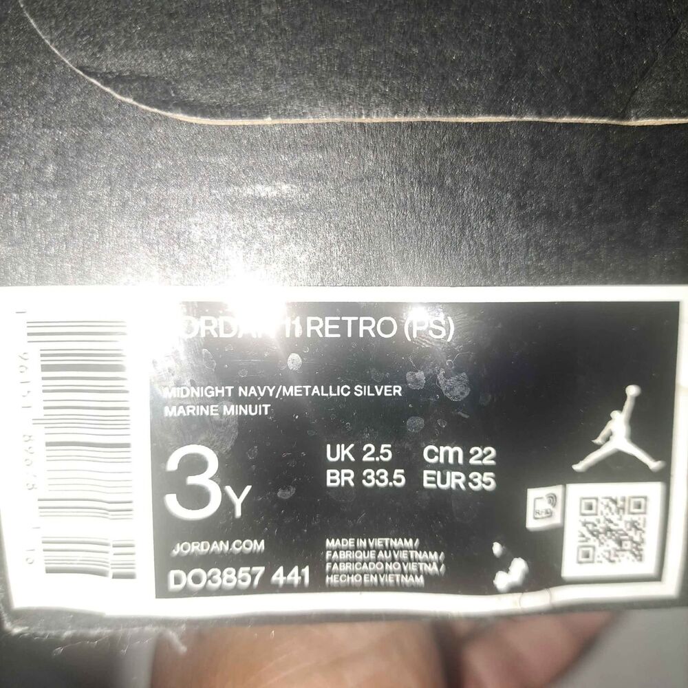 Nike‎ Air Jordan 11 Retro Midnight Navy Velvet Preschool DO3857-441 US Size 3Y - Picture 7 of 7